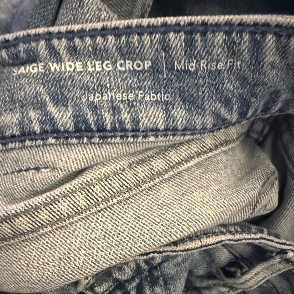 AG‎ Adriano Goldschmied Saige Wide Leg Crop Jeans Blue Raw Hem Mid Rise Size 32 - Picture 7 of 7